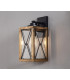 Large Wall Lamp 1 x E27 Wood Effect & Black Clear Glass IP54 2yrs Warranty-3