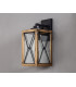 Large Wall Lamp 1 x E27 Wood Effect & Black Clear Glass IP54 2yrs Warranty-9