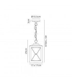 Pendant 1 x E27 Wood Effect & Black Clear Glass IP54 2yrs Warranty-2