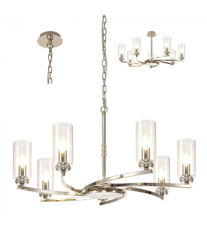 Pendant Semi Ceiling 7 x E14 Polished Nickel-1