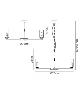 Pendant Semi Ceiling 7 x E14 Polished Nickel-2
