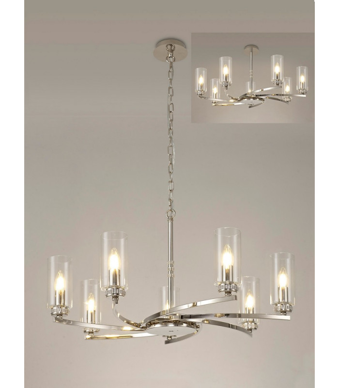 Pendant Semi Ceiling 7 x E14 Polished Nickel-3