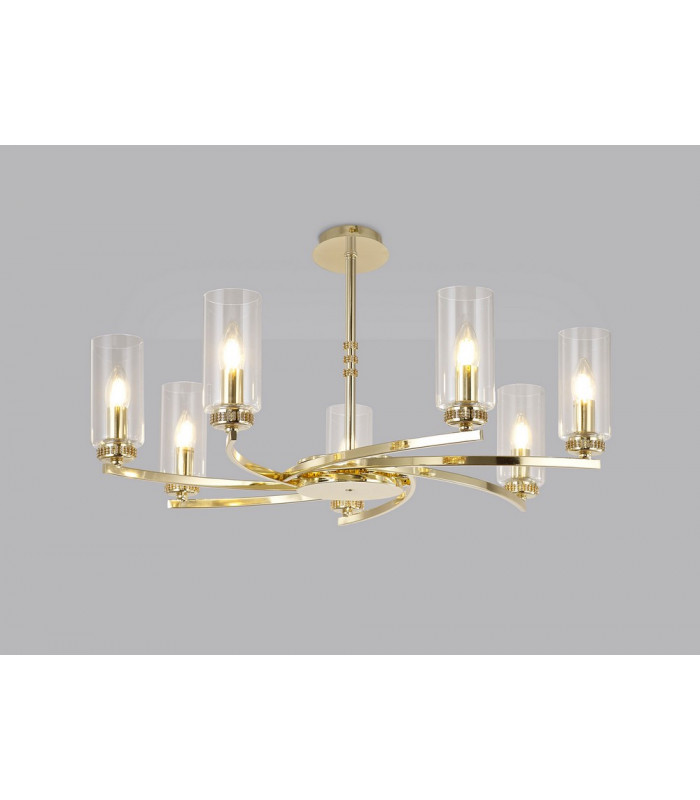Pendant Semi Ceiling 7 x E14 Polished Gold-12
