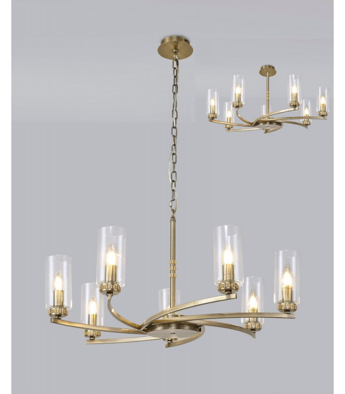 Pendant Semi Ceiling 7 x E14 Antique Brass-3
