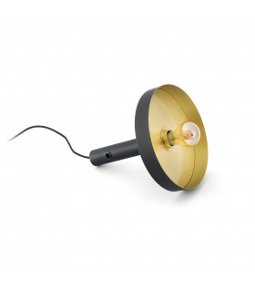 1 Light Floor Lamps Black, Satin gold, E27 - 1