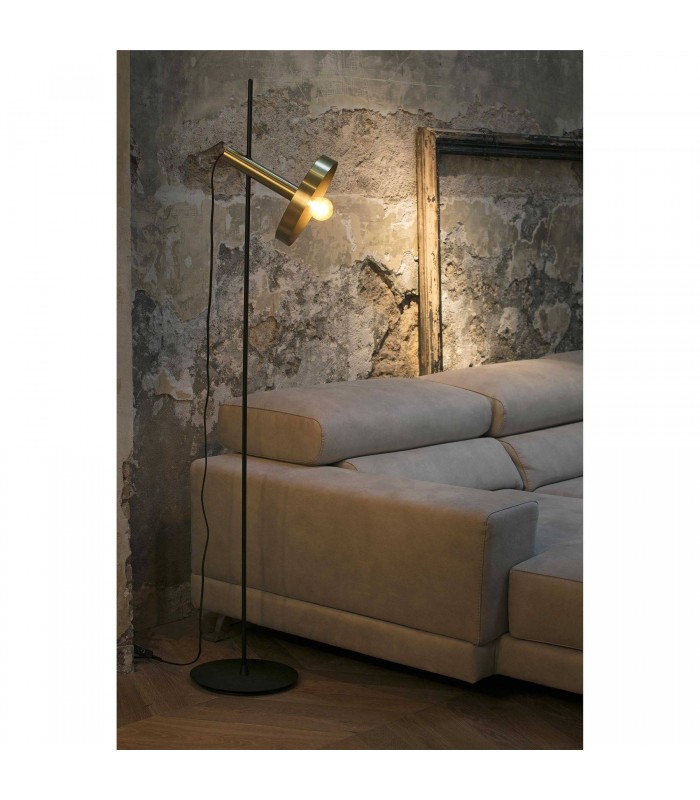 1 Light Floor Lamps Black, Satin gold, E27 - 2