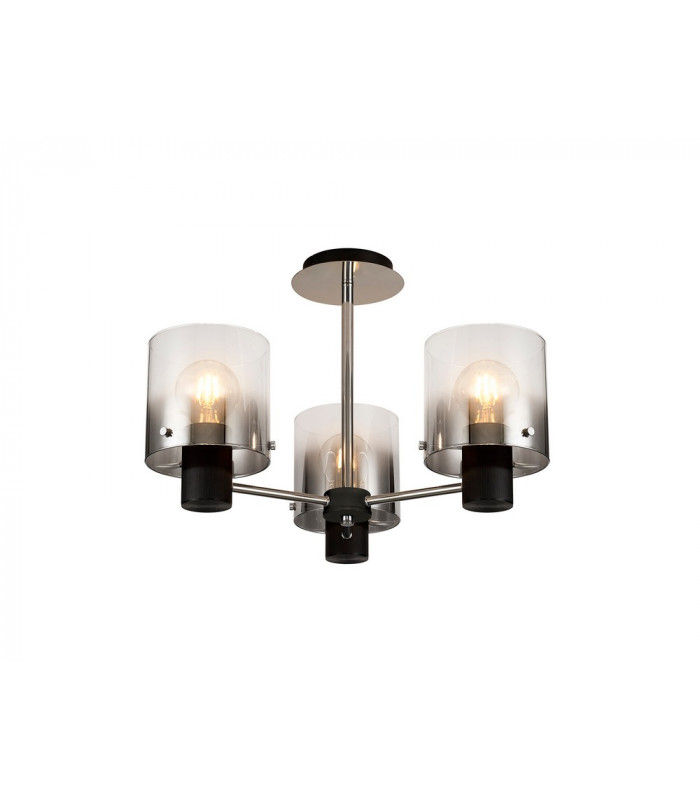 Semi Ceiling Light 3 x E27 Black Smoke Fade Glass-1