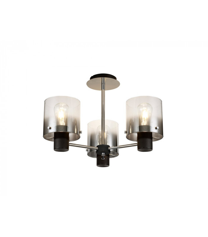 Semi Ceiling Light 3 x E27 Black Smoke Fade Glass-5