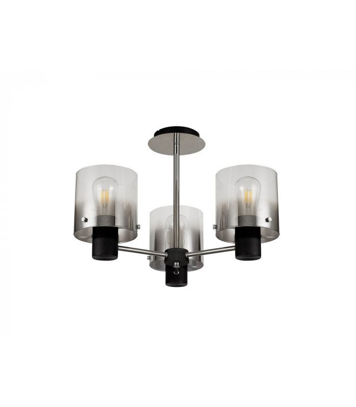 Semi Ceiling Light 3 x E27 Black Smoke Fade Glass-6