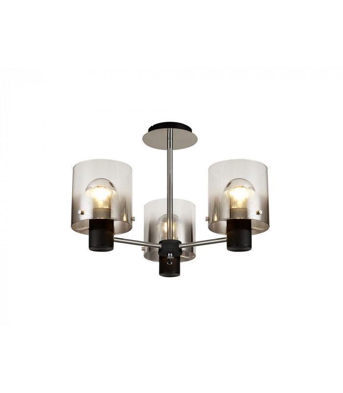 Semi Ceiling Light 3 x E27 Black Smoke Fade Glass-7