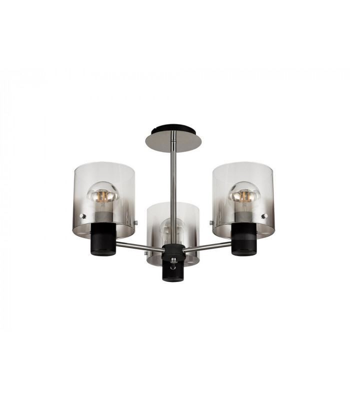 Semi Ceiling Light 3 x E27 Black Smoke Fade Glass-8