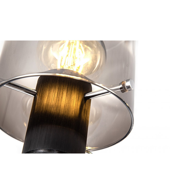 Semi Ceiling Light 3 x E27 Black Smoke Fade Glass-10