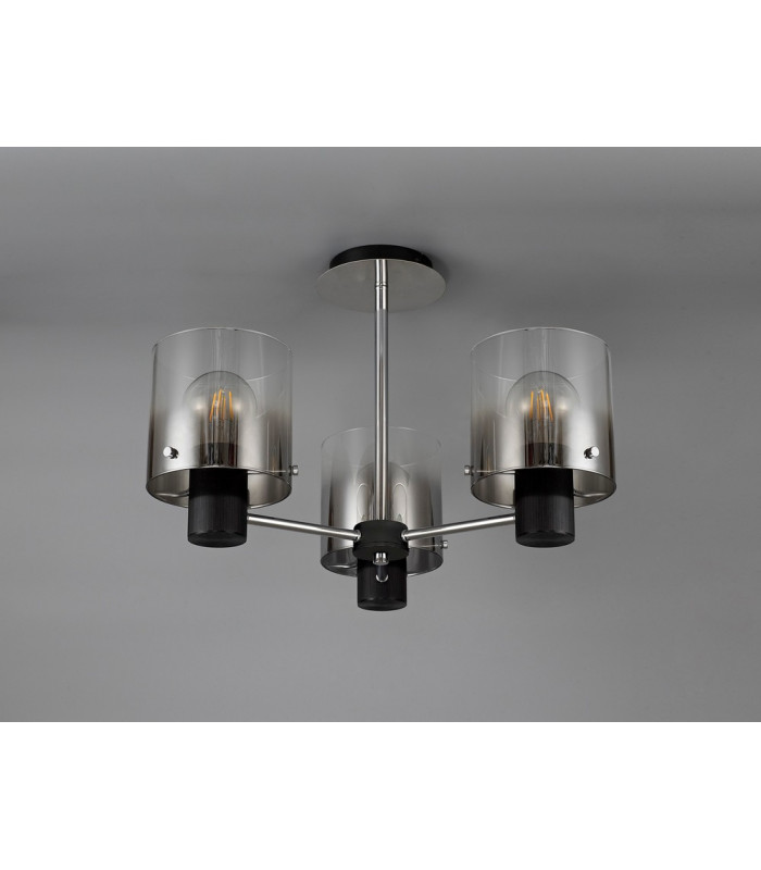 Semi Ceiling Light 3 x E27 Black Smoke Fade Glass-13