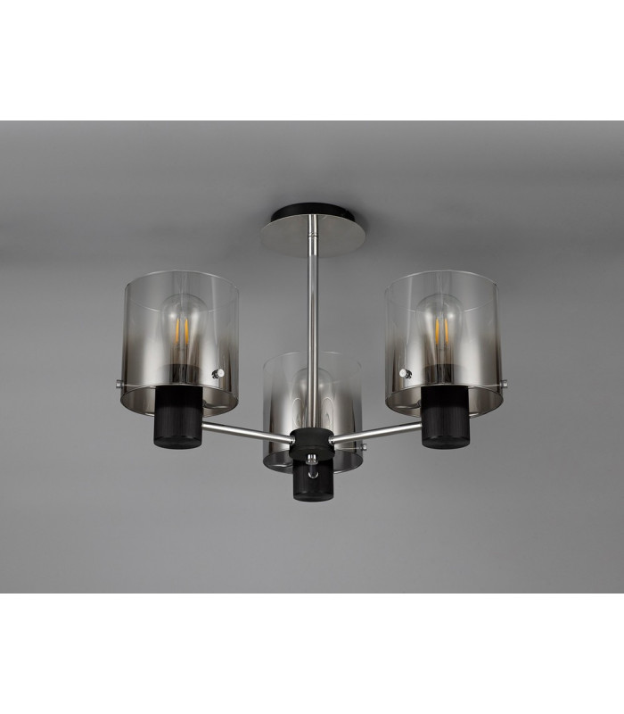 Semi Ceiling Light 3 x E27 Black Smoke Fade Glass-15
