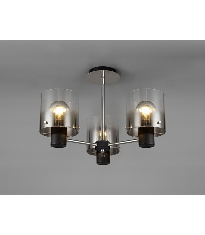 Semi Ceiling Light 3 x E27 Black Smoke Fade Glass-16