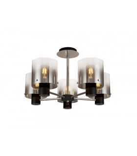 Semi Ceiling Light 5 x E27 Black Smoke Fade Glass-1