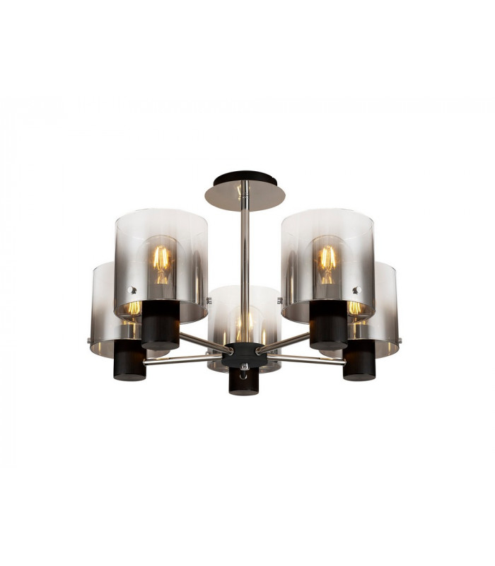 Semi Ceiling Light 5 x E27 Black Smoke Fade Glass-1