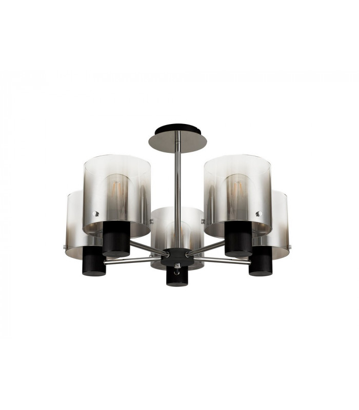 Semi Ceiling Light 5 x E27 Black Smoke Fade Glass-4