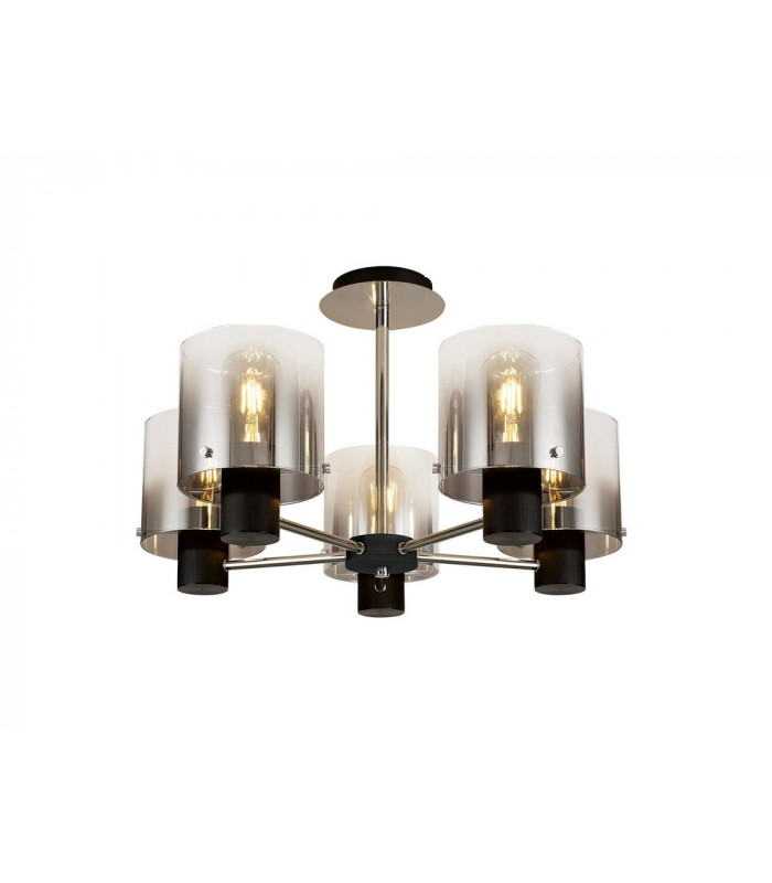 Semi Ceiling Light 5 x E27 Black Smoke Fade Glass-5