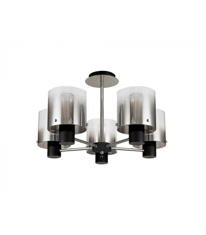 Semi Ceiling Light 5 x E27 Black Smoke Fade Glass-6