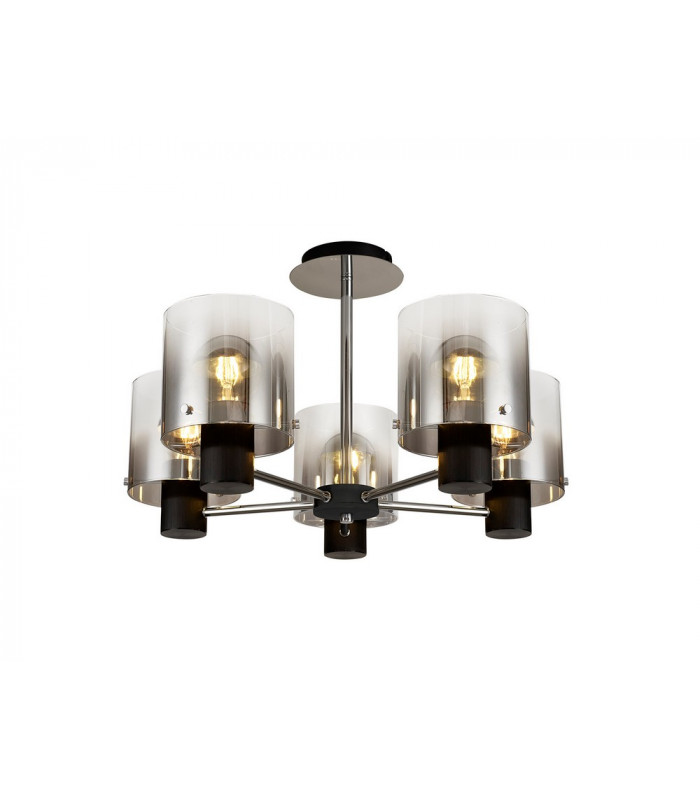 Semi Ceiling Light 5 x E27 Black Smoke Fade Glass-7