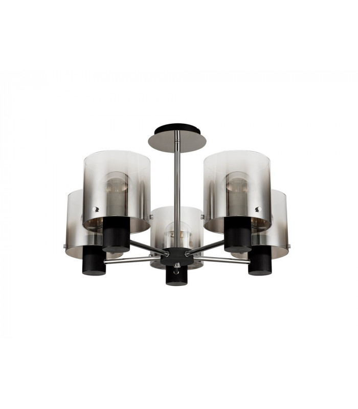 Semi Ceiling Light 5 x E27 Black Smoke Fade Glass-8