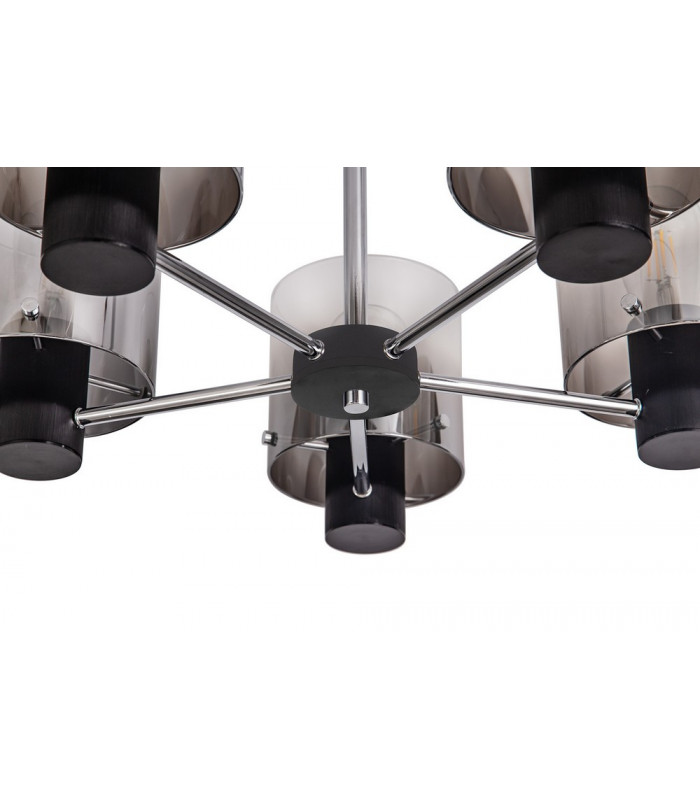 Semi Ceiling Light 5 x E27 Black Smoke Fade Glass-9