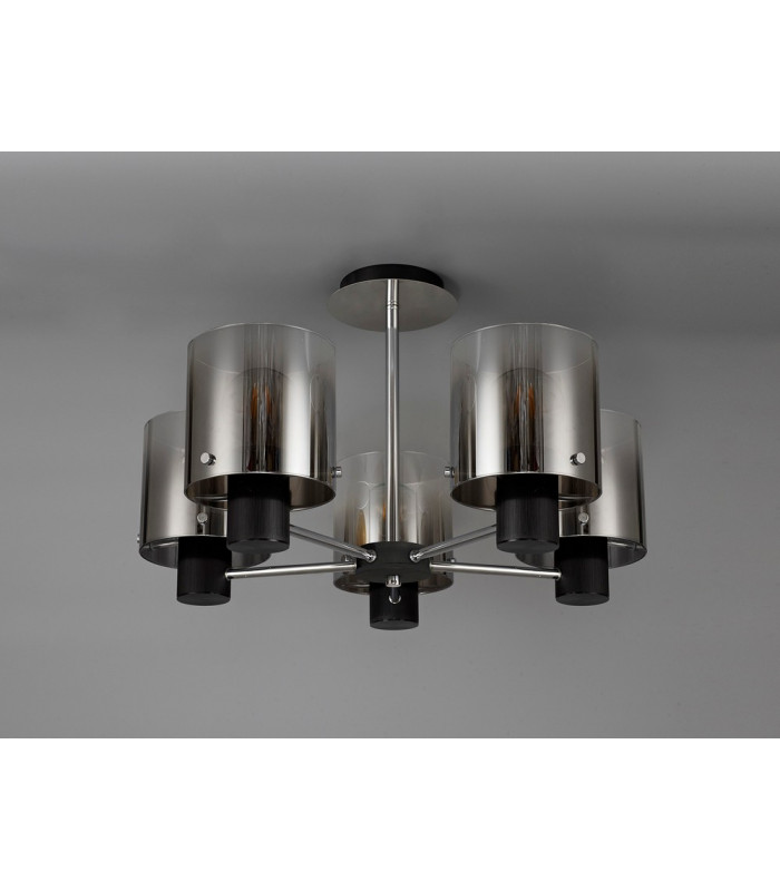 Semi Ceiling Light 5 x E27 Black Smoke Fade Glass-11