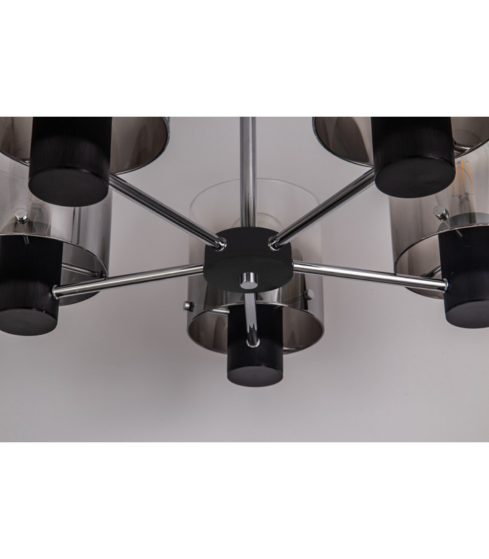 Semi Ceiling Light 5 x E27 Black Smoke Fade Glass-17