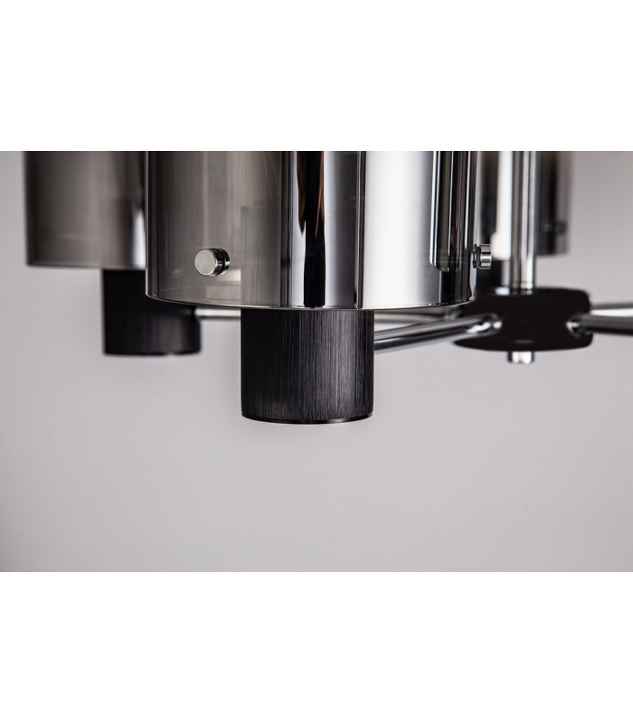 Semi Ceiling Light, 5 x E27, Black, Smoke Fade Glass
