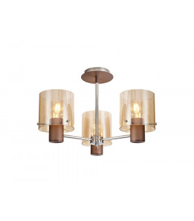 Semi Ceiling Light 3 x E27 Mocha Amber Glass-1