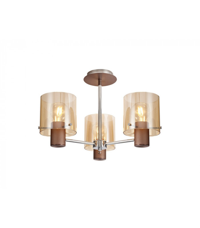 Semi Ceiling Light 3 x E27 Mocha Amber Glass-1