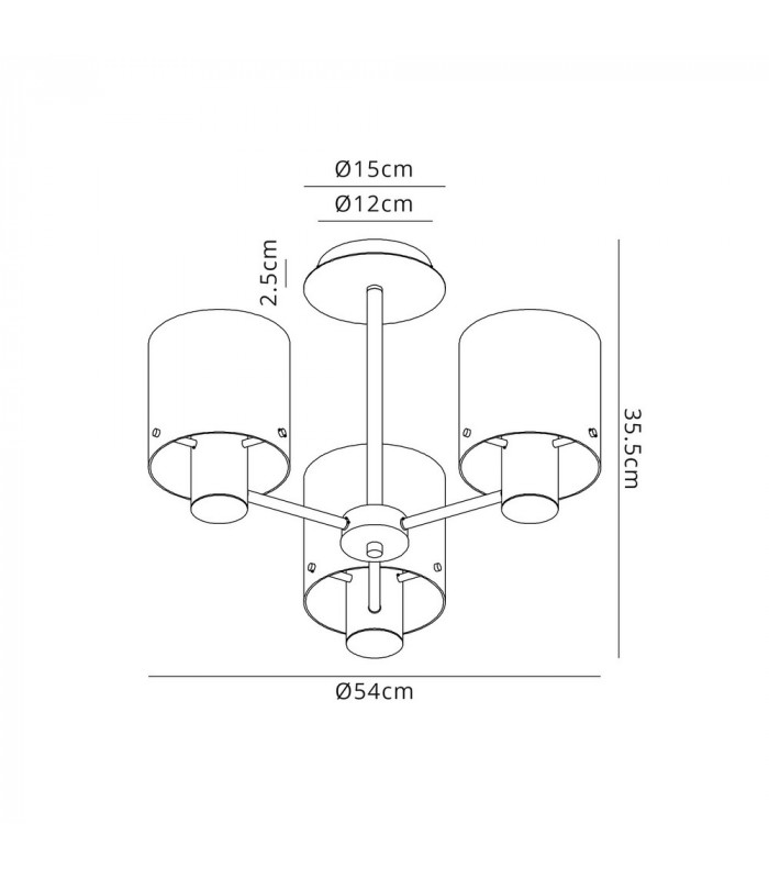 Semi Ceiling Light 3 x E27 Mocha Amber Glass-2