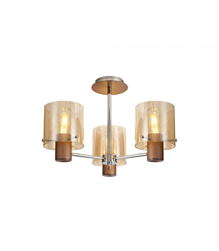 Semi Ceiling Light 3 x E27 Mocha Amber Glass-5