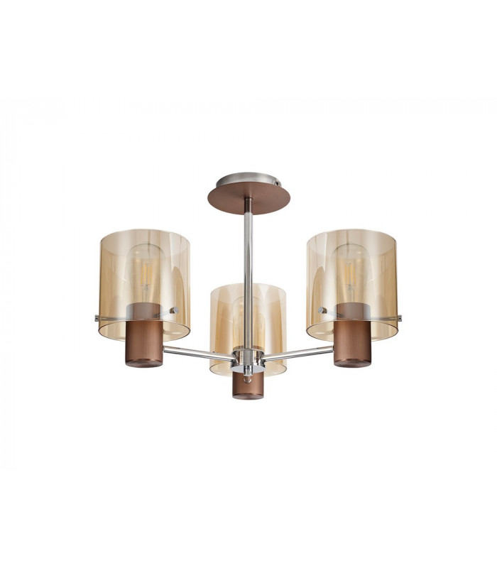 Semi Ceiling Light 3 x E27 Mocha Amber Glass-6