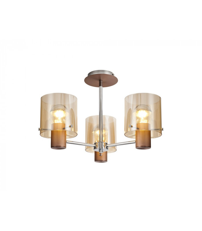 Semi Ceiling Light 3 x E27 Mocha Amber Glass-7