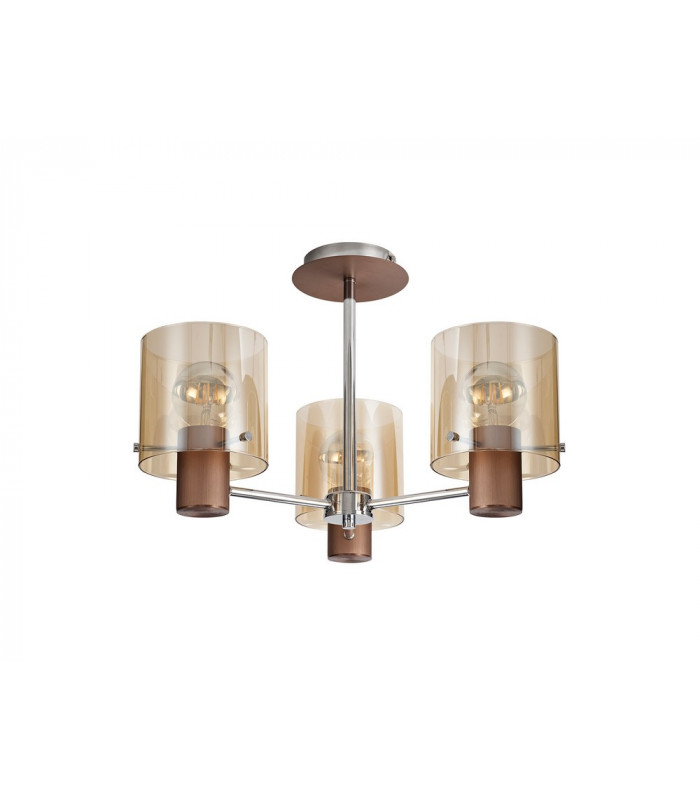 Semi Ceiling Light 3 x E27 Mocha Amber Glass-8