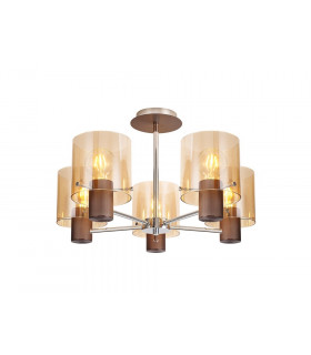Semi Ceiling Light 5 x E27 Mocha Amber Glass-1