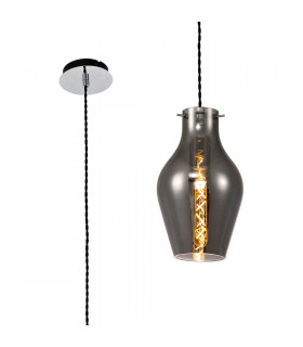 Pendant 17cm Round 1 x E27 Chrome & Smoke-1