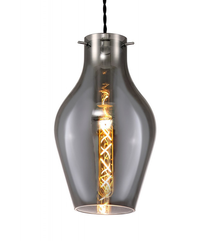 Pendant 17cm Round 1 x E27 Chrome & Smoke-7