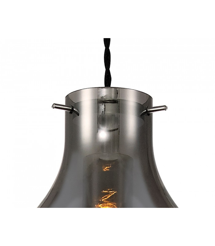 Pendant 17cm Round 1 x E27 Chrome & Smoke-8