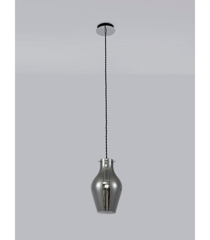 Pendant 17cm Round 1 x E27 Chrome & Smoke-11