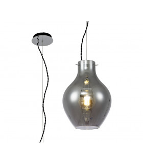 Pendant 28cm Round 1 x E27 Chrome & Smoke-1