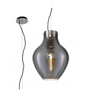 Pendant 38cm Round 1 x E27 Chrome & Smoke-1