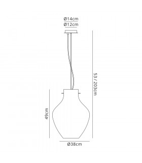 Pendant 38cm Round 1 x E27 Chrome & Smoke-2
