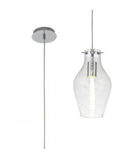 Pendant 17cm Round 1 x E27 Chrome & Clear-1
