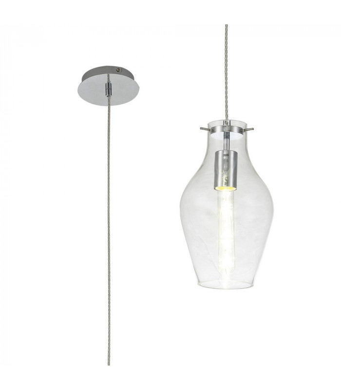 Pendant 17cm Round 1 x E27 Chrome & Clear-1