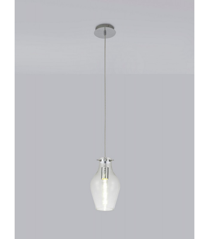 Pendant 17cm Round 1 x E27 Chrome & Clear-3