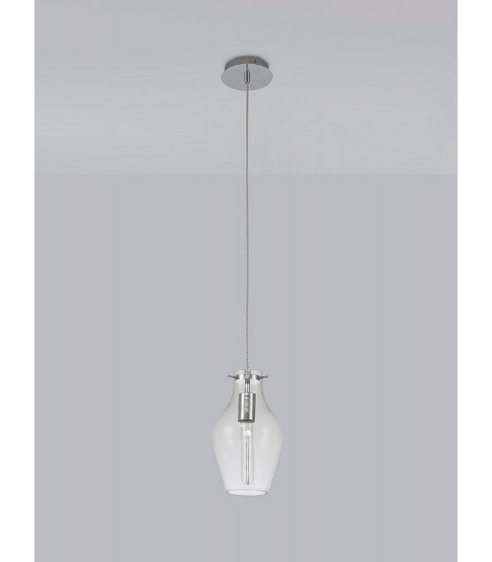 Pendant 17cm Round 1 x E27 Chrome & Clear-11