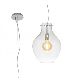 Pendant 28cm Round 1 x E27 Chrome & Clear-1